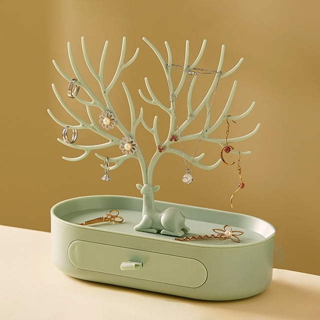 Home Decor Christmas Reindeer Horns Jewelry Storage Rack Display Stand with Drawer Jewelry Rack Storage Rack Or Ring Earring Necklace Bracelet Home Improvement