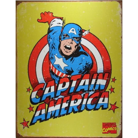 Captain America Distressed Retro Vintage Tin Sign Multi-Colored