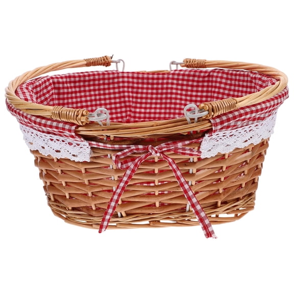 KALLORY 1Pcs Red Woven Basket for Office Use 15.0x11.0x6.7in