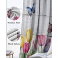 thumbnail image 3 of Tulips Spring Floral Blackout Curtains for Bedroom Living Room Darkening Curtains 63 Inches Long Pastoral Flowers Butterfly Wooden Window Curtain 2 Panels Set Window Treatment Grommet Drapes 52"x63", 3 of 9