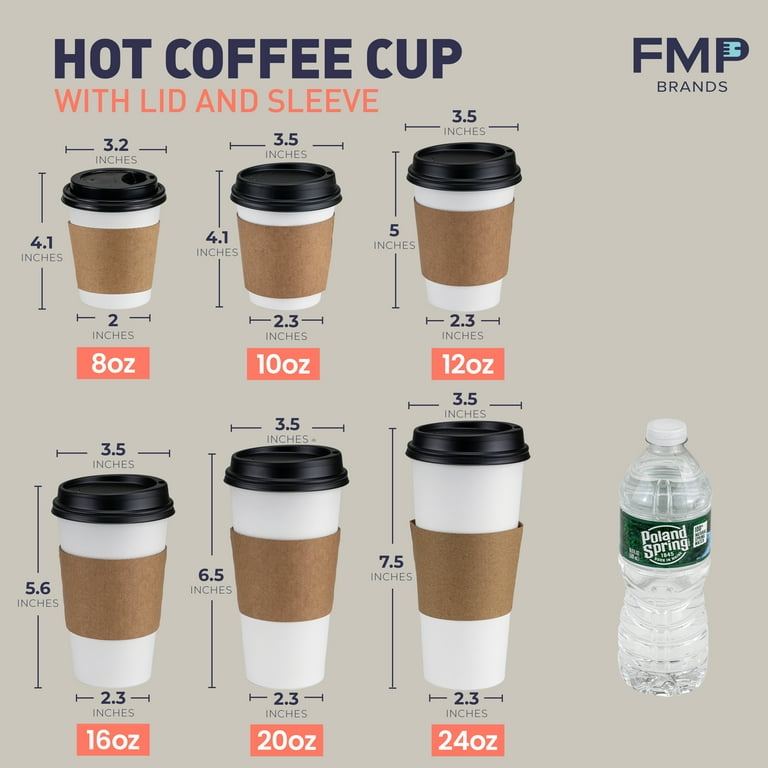100 Pack] 8 oz Hot Beverage Disposable White Paper Coffee Cup with