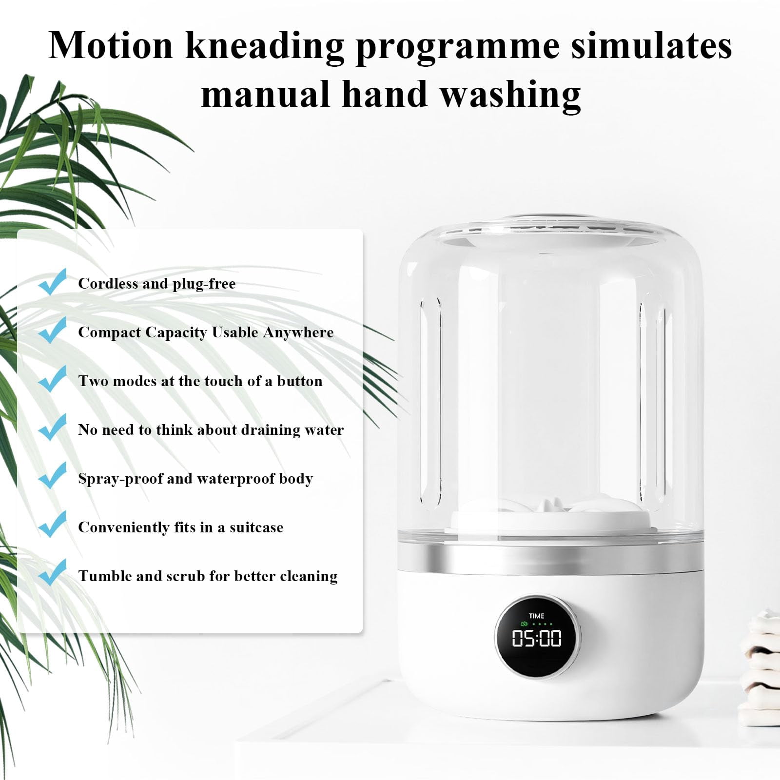 Portable Washing Machine, Rechargeable 4000mAh Cordless Mini Washing Machines, 1L Underwear Washing Machine, Collapsible Compact Washer for Baby Clothes/Underwear/Camping/RV Travel/Apartment