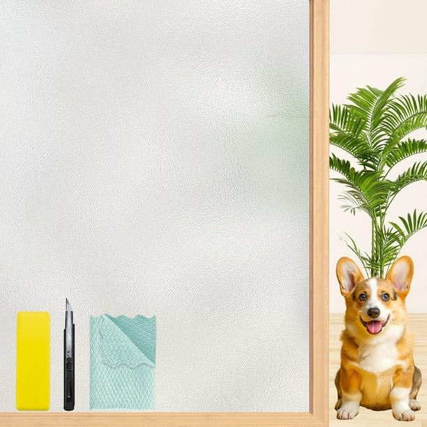 Película de privacidad para ventanas, vidrio esmerilado Niviy con instalación, 200 x 60 cm