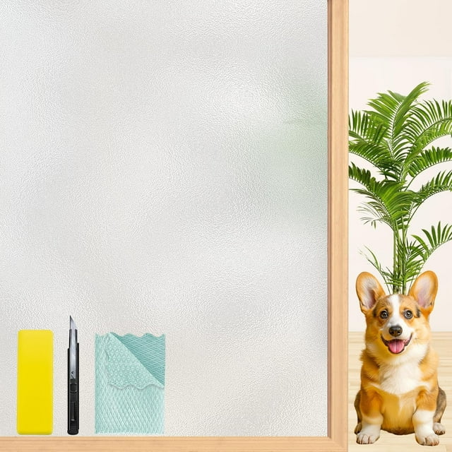 Película de privacidad para ventanas, vidrio esmerilado Niviy con instalación, 200 x 60 cm