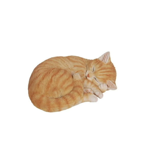 Hi-Line Gifts 11" Tabby Sleeping Cat Outdoor Garden Statue