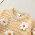 thumbnail image 4 of KIMI BEAR Infant Baby Girls Sweaters 2-3T Baby Girls Pullover Sweaters Flower Long Sleeves Pullover Warm Clothes Beige 18-24 Months, 4 of 7