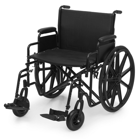 Magshion *FDA APPROVED* Transport Wheelchair with Adjustable Swing-Away Footrests, Folding Transport Chair with 24" Extra Wide Seat, 500lbs Weight Capacity, Black