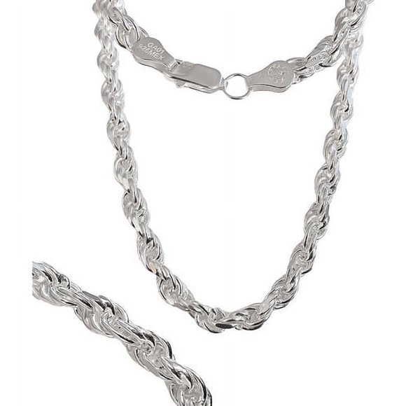JOYARIS Collar Cadena Tejido Torzal Plata Fina Ley 925 70 Cm X 6 Mm DM-0000710