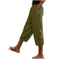 thumbnail image 2 of Plus Size Womens Capri Pants, Xunlbb Women’s Elastic Waist Summer Solid Casual With Pockets Outing Length Capris Pants(Green,L), 2 of 6