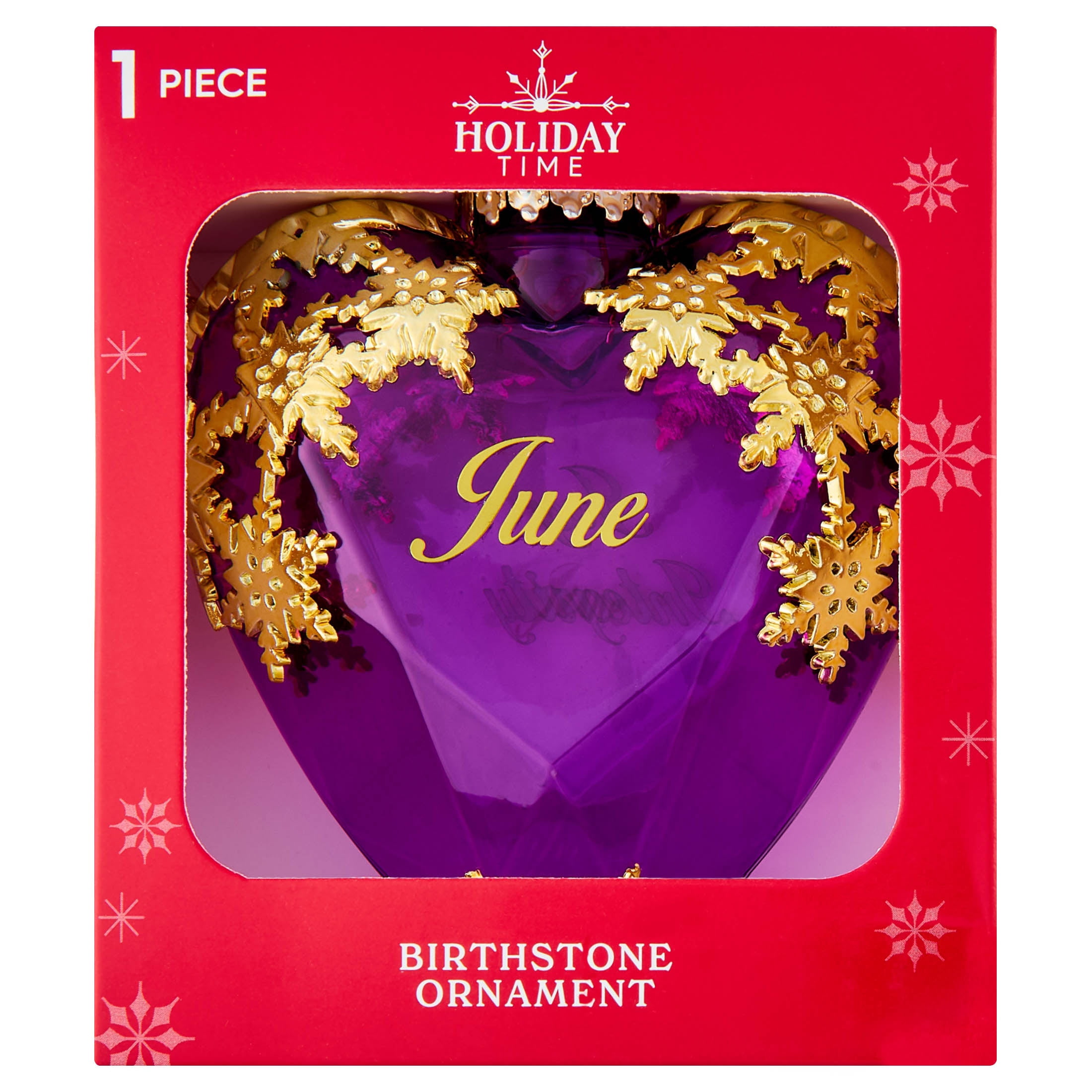 Gold and Purple June Birthstone Christmas Ornament, 4.3", by Holiday Time