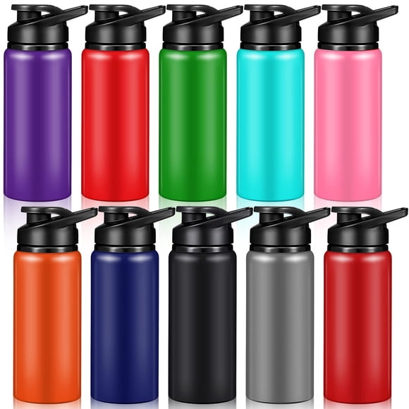 Botellas de agua de aluminio Mimorou, paquete de 10 unidades, 600 ml, multicolor
