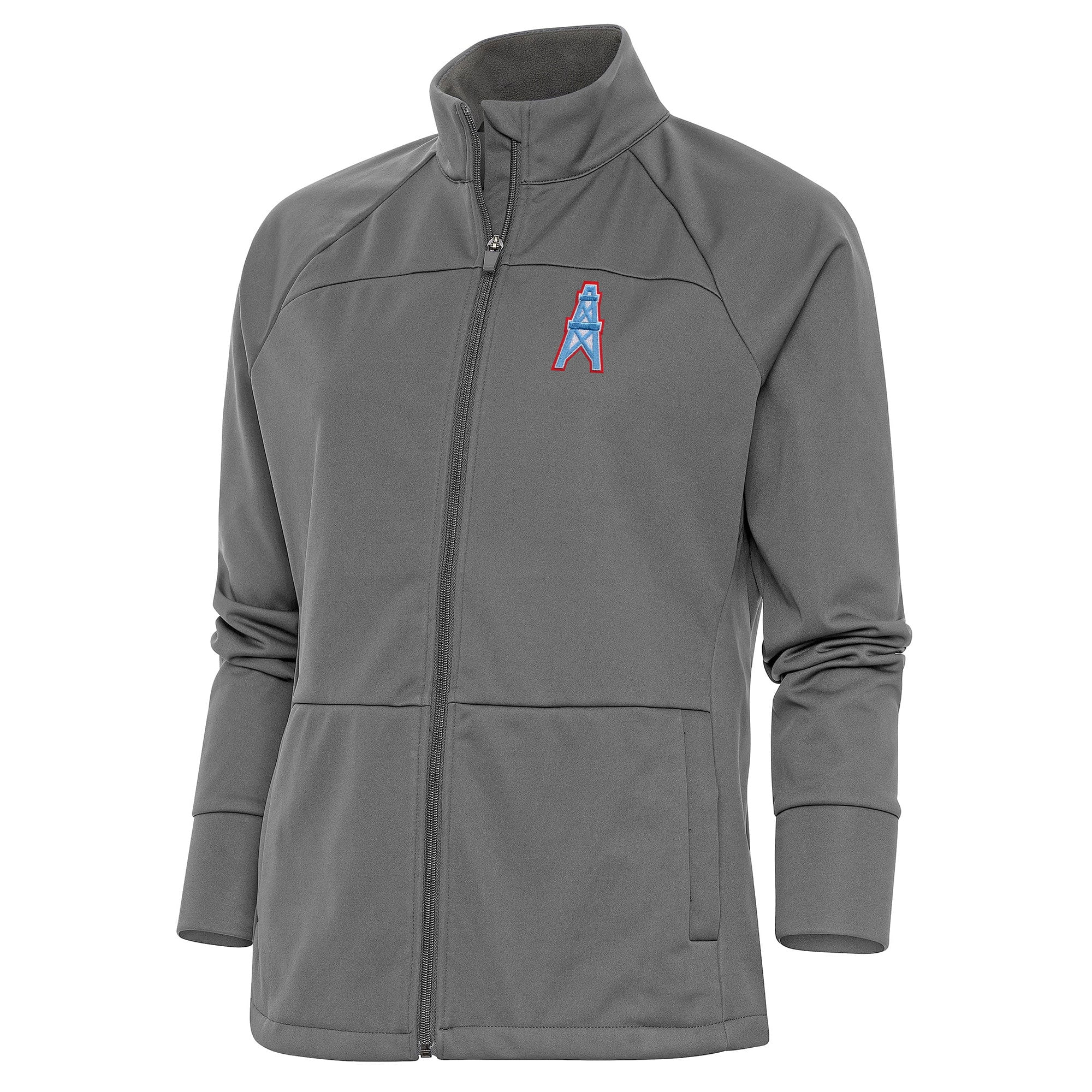 Women's Antigua Steel Houston Oilers Throwback Logo Links FullZip Golf