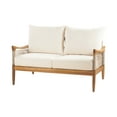 thumbnail image 6 of Christopher Knight Home Modern 2 Piece Patio Loveseat Coffee Table Set with Cushion, Solid Wood, Teak+ Beige, 6 of 13