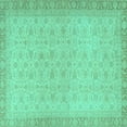 thumbnail image 1 of Ahgly Company Indoor Square Oriental Turquoise Blue Traditional Area Rugs, 3' Square, 1 of 4