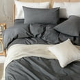 thumbnail image 2 of ZOVAN Home Bedding Grey Washed Cotton Duvet Cover Set, King (2 Count), 2 of 7