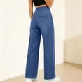 thumbnail image 4 of LWavelet Denim Pants Women Lightweight Wide Leg Jeans Summer Fall High Waisted Straight Leg Trousers with Pockets, 4 of 7