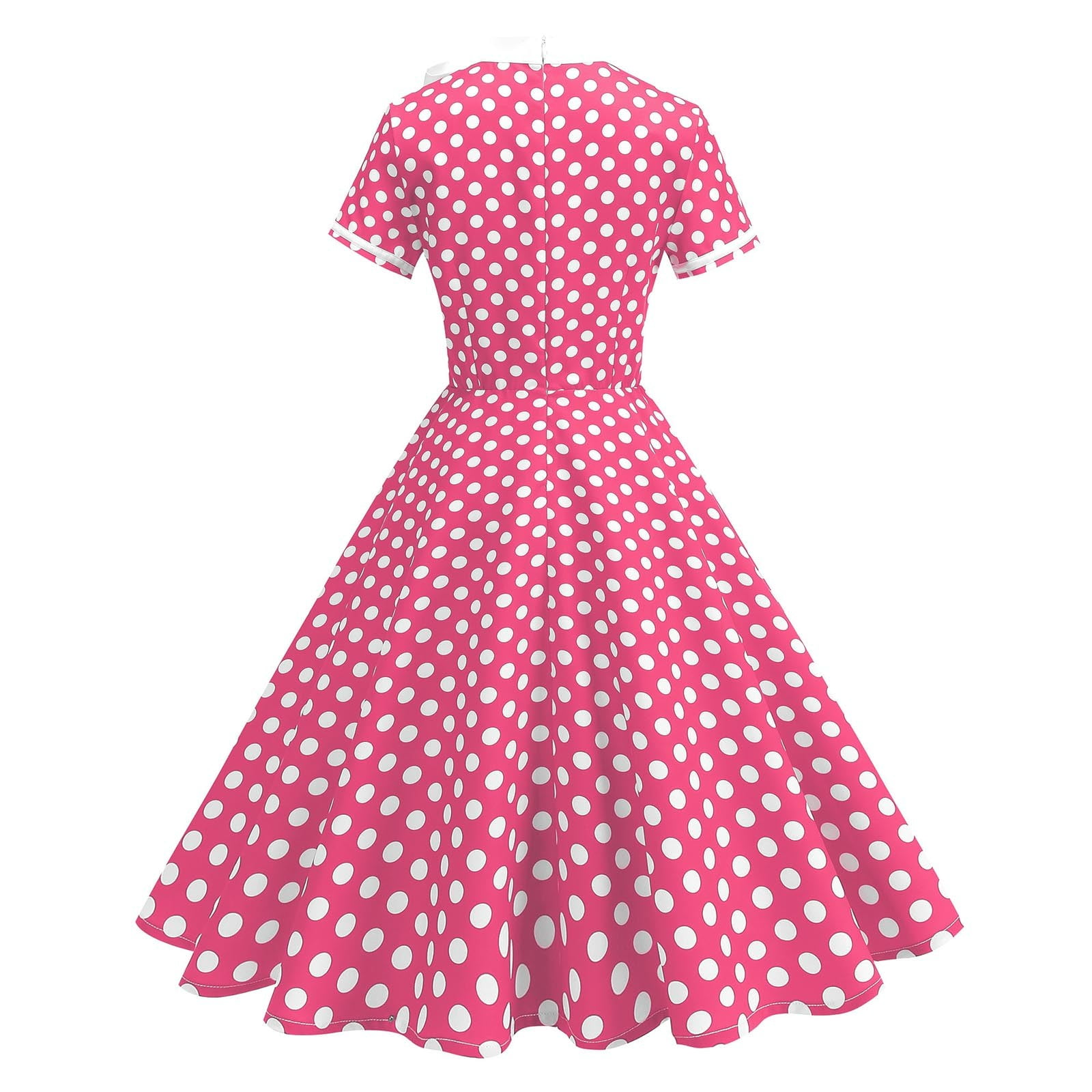 Sentmoon Casual Dresses for Women Summer Polka Dots Print Mini Dress Short Sleeve Casual Breathable Formal Dresses for Women Hawaii for Club and Bar Pink L