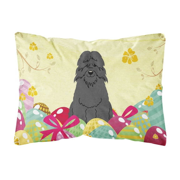 Carolines Treasures BB6074PW1216 Easter Eggs Bouvier des Flandres Canvas Fabric Decorative Pillow, 12H x16W, multicolor