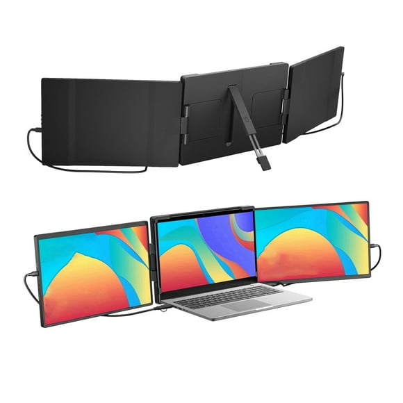 14.1 Inch Laptop Screen Extender, Dual Monitors Folding Monitor with Stand Type C Mini HD Multimedia Interface Port, 1080P LCD IPS Portable Monitor 360