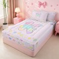 thumbnail image 2 of meiyoeat Watercolor Kawaii Stars Kids Zipper Full Size Comforter Sets with Fitted Sheet and 2 Pillowcases,Personalized Letter K Gifts Zipper Bedding Set For Girl,Pink Reversible,4-Piece, 2 of 7