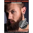 thumbnail image 3 of FaithHeart Viking Rune Huggie Earrings for Men Punk Triangle Ear Ear Hoops Stainless Steel Jewelry Gift for Son Grandson Birthday Christmas, 3 of 10