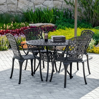 bronze rectangular patio table with umbrella hole Summit Living Antique Bronze Cast Aluminum Outdoor Dining Table, Rectangle,  Seats 6, Umbrella Hole