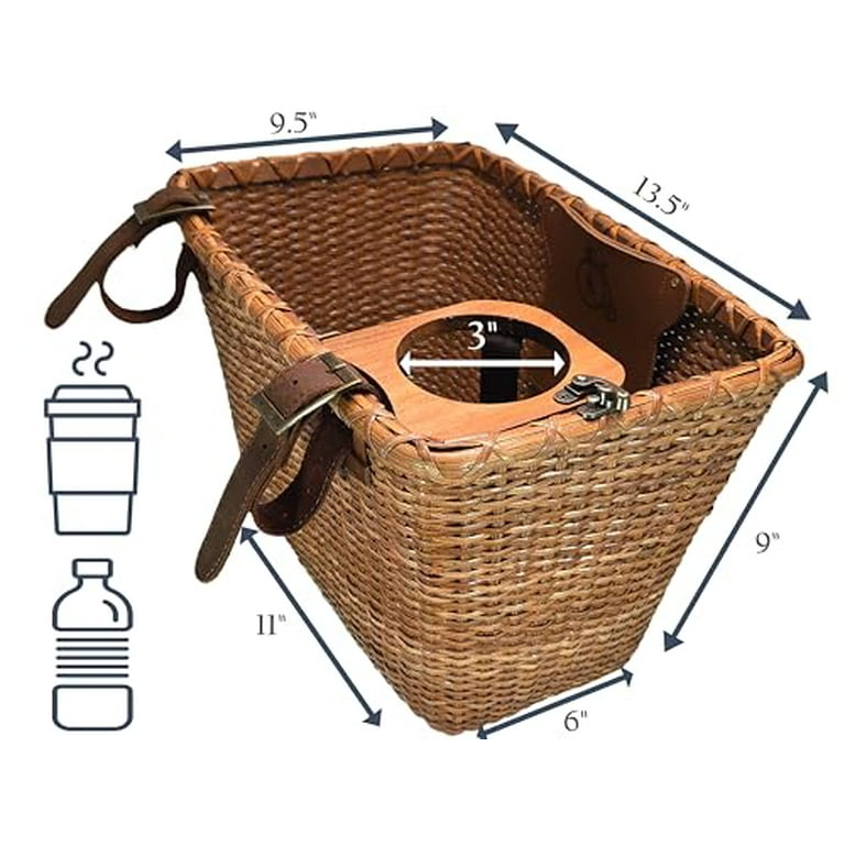 Wicker bike basket with cup holder new arrivals