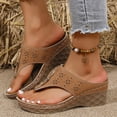 thumbnail image 2 of Dakaela Orthopedic Sandals for Women 2026 with Arch Support Wedge Platform Flip Flops Non Slip Wide Width Casual Dressy Summer Beach Shoes Brown Size 6.5, 2 of 5