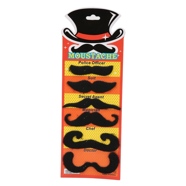 QIILU Fake Black Mustache,Festive Performance Mustache,6pcs Fake Black Mustache Festive Performance Cosplay Artificial Beard For Party