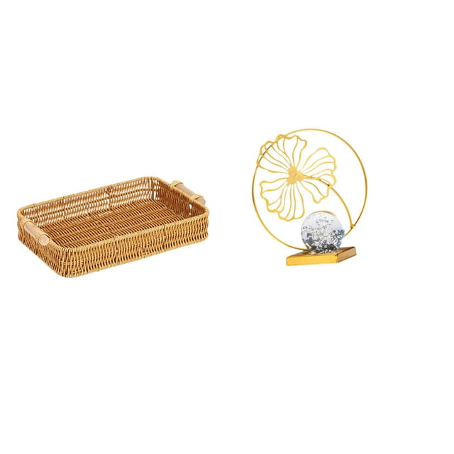 Cesta De Frutas De Hojas Tejidas, Figura De Hierro, Cuenco Para Servir Bocadillos, Plato Decorativo Para Pan, Adorno Coleccionable, Escultura Para Escritorio, Estantería, Oficina, Dormitorio