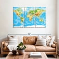 thumbnail image 2 of Elephant Stock Physical World Map Wall Art - Horizontal Multi Panel Canvas - Living Room Wall Decor - Map Multi Panel - Blue And White Decor - 57" x 36", 2 of 4