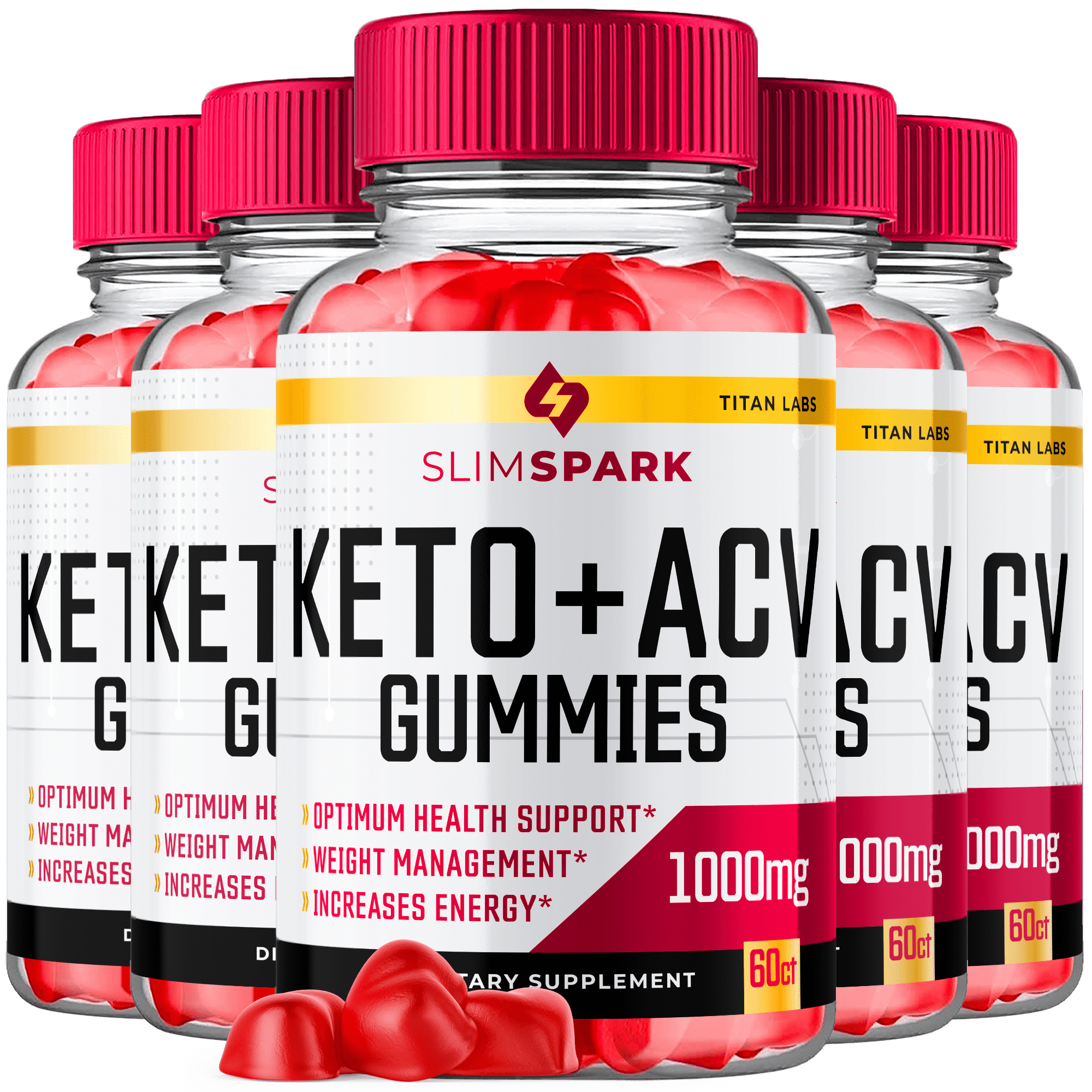 (5 Pack) Slimspark Active Keto ACV Gummies - Apple Cider Vinegar Supplement for Energy and Focus - Slim Spark Active Multivitamin Supplement Gummies for Ketosis with Folic Acid (300 Gummies)