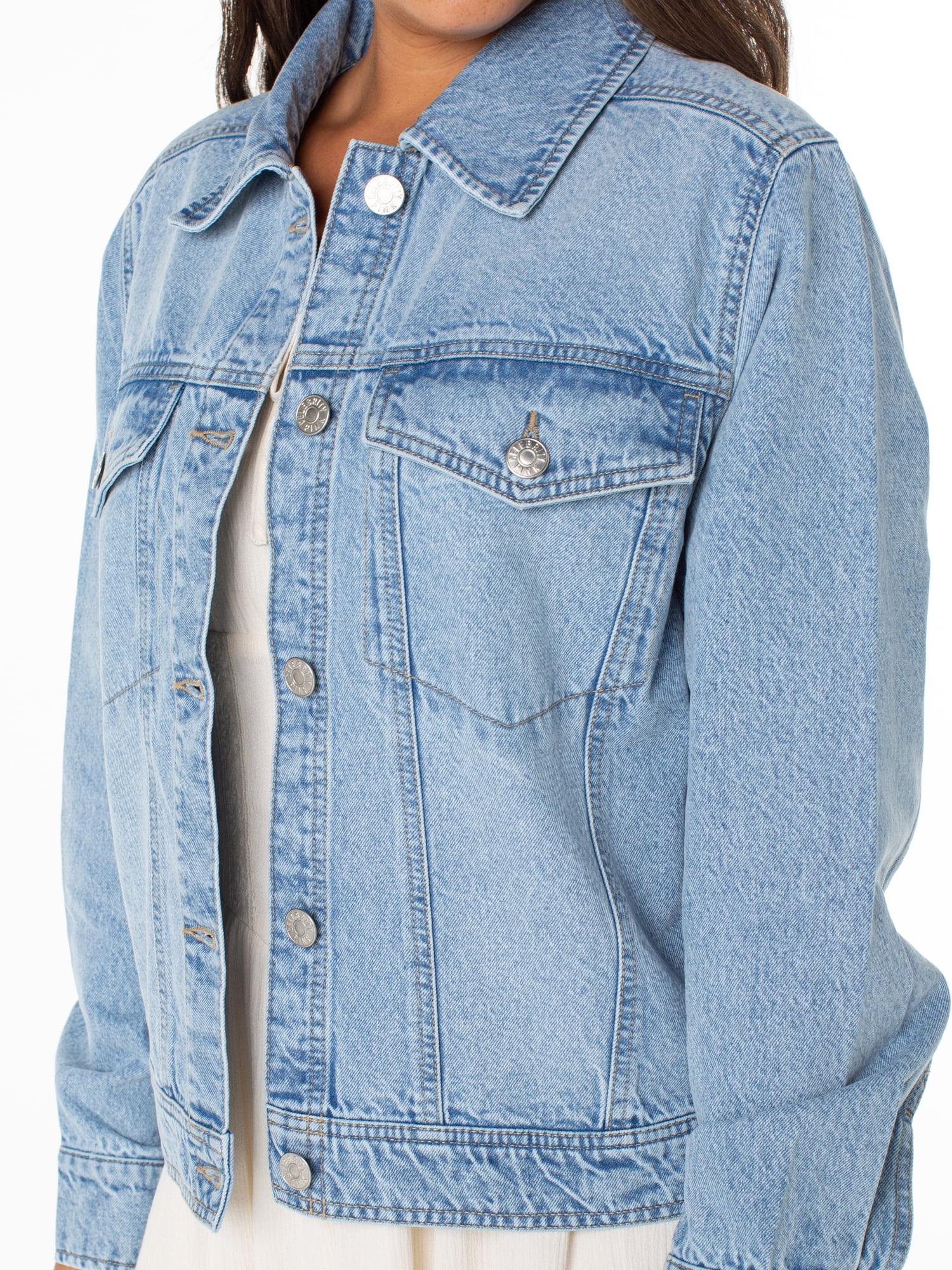 Celebrity Pink Women's Oversized Boyfriend Denim Jacket, Sizes XS-XXXL