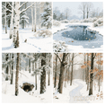 thumbnail image 4 of 24pcs Watercolor Winter Forest Scrapbook Papers - Snowy Scenes with Cabins & Wildlife Scrapbook Decoration,  Decorative Washi Sticker Material Paper,, 4 of 8