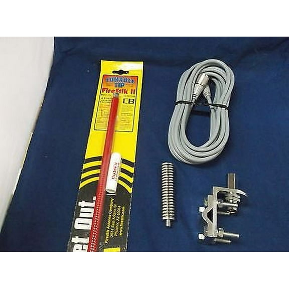 NEW FIRESTIK 2 FS4 4FT RED CB ANTENNA, 18FT RG8X COAX, BRACKET,STUD & SPRING