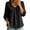 Black, variant on Women T-Shirts Blouses Lapel 3/4 Sleeve Tunic Collar Baggy Beach Shirts Birthday Solid Color Tops