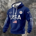 thumbnail image 5 of Women's Patriotic Graphic Hoodies Sweatshirts 4th of July 250th Anniversary Anniversary Themed Pullover Hoodie Soft Fleece Casual Sweatshirt With Front Pocket For Year Round Comfort Blue L, 5 of 5