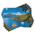 thumbnail image 1 of Ambesonne Pirate Ship Place Mats Set of 4, Lake Ashi in Japan, Standard Size, Green Blue Orange, 1 of 6