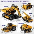 thumbnail image 3 of Ylutex 5 in 1 STEM Building Block Set, App & Remote Control Construction Building Block Vehicle Kit, DIY Excavator Crane Truck Bulldozer Roller, 3 of 7