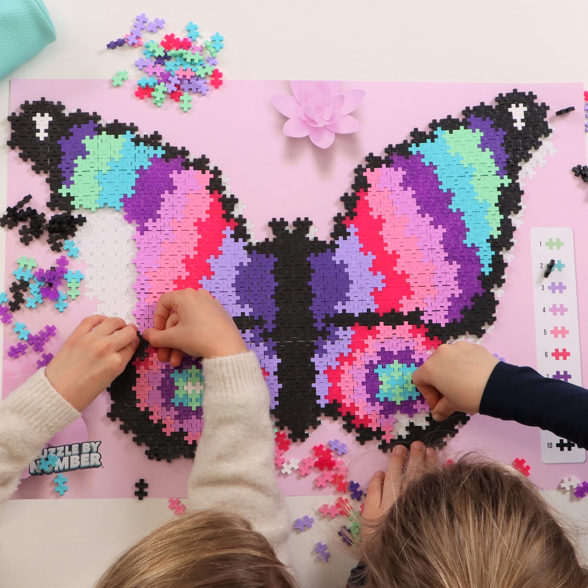 Plus-Plus: Puzzle by Number - Butterfly - 800 Piece - Color To Number Matching, Interlocking Mini Blocks, Construction Building STEM Toy, Kids Ages 7+