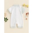 thumbnail image 4 of Baby Sweetie Baby Boy Jumpsuit Summer Short Sleeve Lapel Collar Stripes Print Button Down Romper Newborn Playsuit, 4 of 7