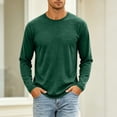 thumbnail image 2 of Yongwang Men Long Sleeve Lounge Shirt Crew Neck Shirt Casual Soft Basic Athletic Fit Tees for Home Gym, 2 of 9