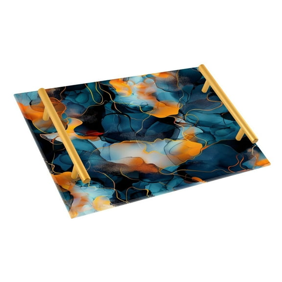 Ryvnso Marble with Blue Bathroom Tray Vanity Countertop Trays Acrylic Organizer