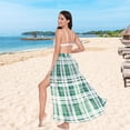 thumbnail image 5 of Women Sarong Wraps Checkered Grid Green Swimsuit Beach Pareo Bikini Coverups Skirt L, 5 of 7