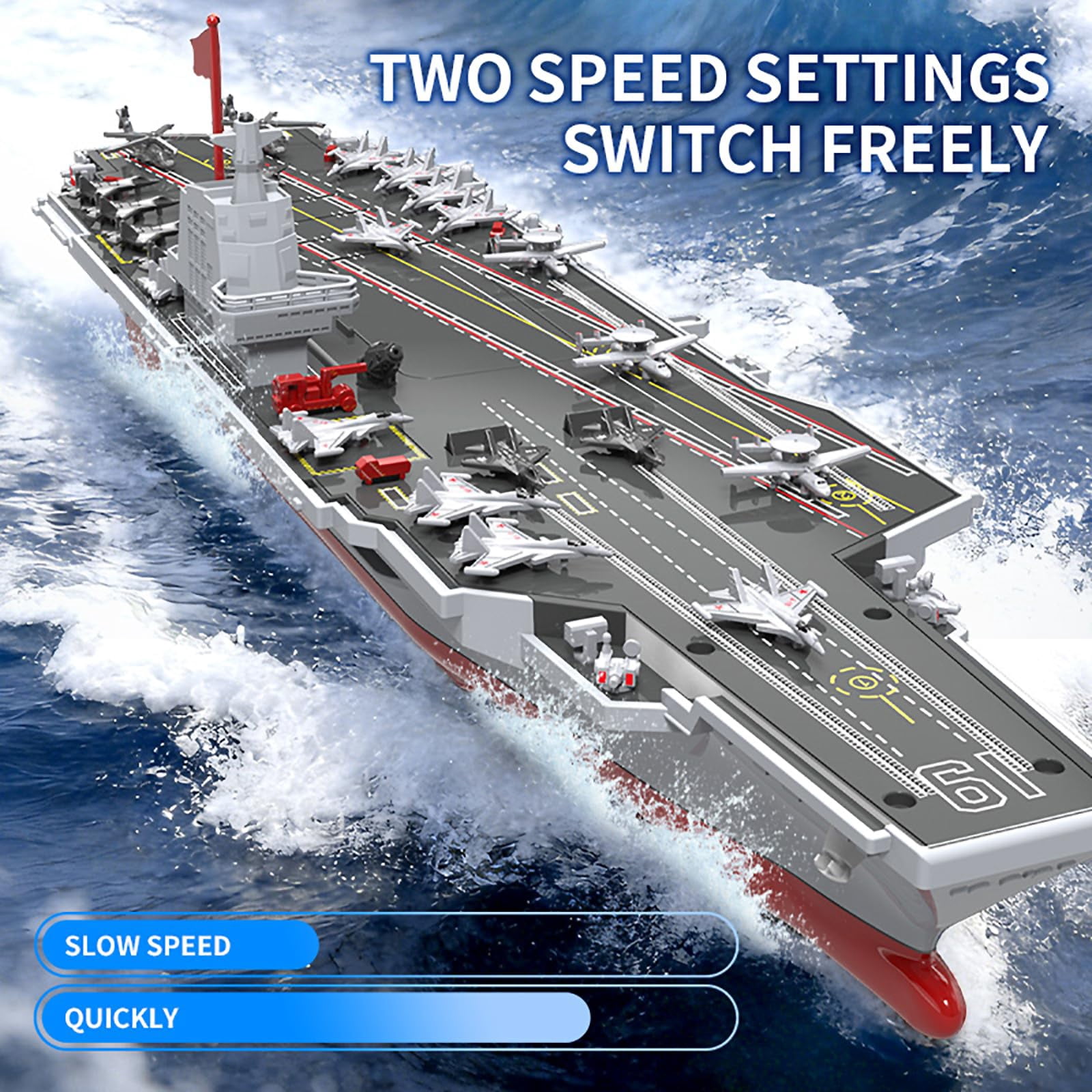 S27 RC Boat Aircraft Carrier, Warship Battleship Aircraft Carrier with 2 Rechargeable Batteries, 2.4GHz RC Battle Boat Dual Motor, 60 Min Playtime, 60m Range for Pool & Lake