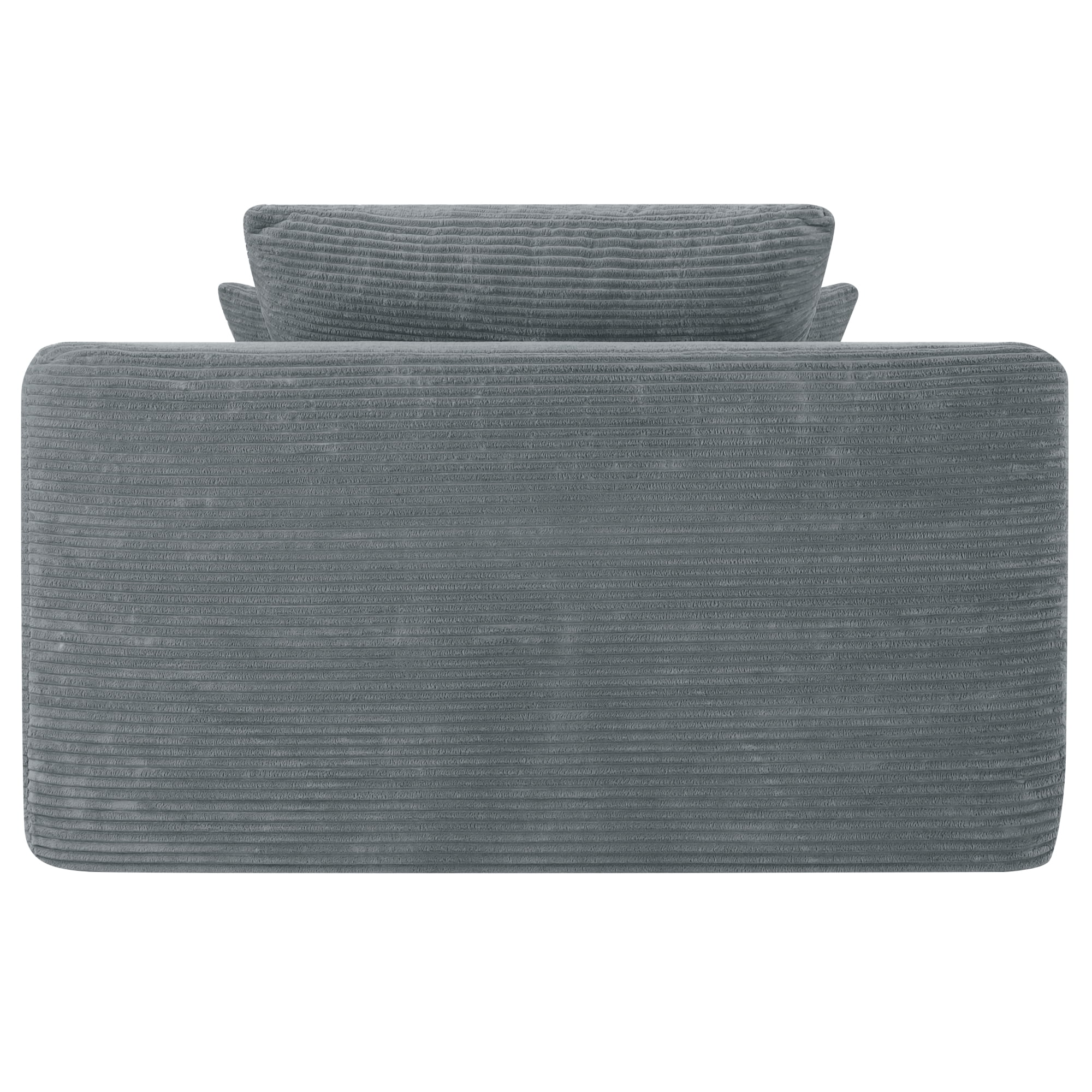 Leumius Oversized Chaise Lounge Chair Indoor,Upholstered Corduroy Cloud Couch Boneless Sofa Bed with Wide Armrest & Throw Pillows,Cup Holder for Living Room,Bedroom,No Assembly Required,Gray
