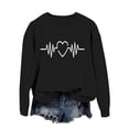 thumbnail image 4 of Womens Casual Crewneck Sweatshirts Fall Trendy Heartbeat Printed Long Sleeve Tops Casual Stretch Comfy Loose Fit Blouses, 4 of 4