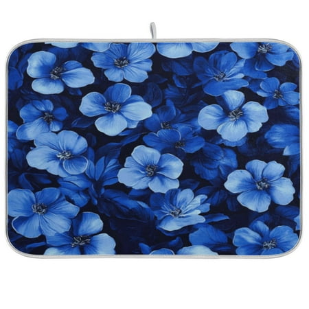

Kitchen Drying Mat 18x24In Drying Dish Mat Dish Drying Mats Kitchen Countertop Multi-Function Drain Drying Mat Kitchen Table Blue Flower1