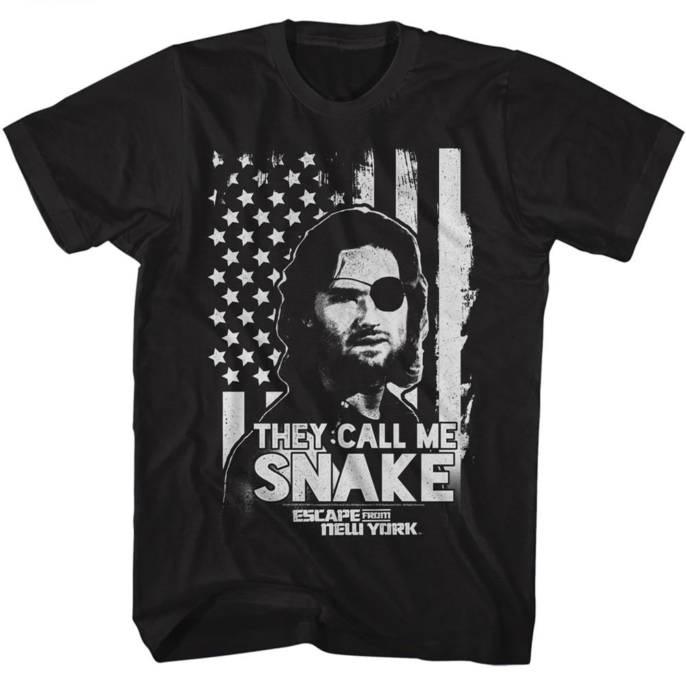 Escape From New York Snake Flag Black Adult T-Shirt Tee