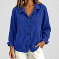 thumbnail image 2 of TtopsQueen Women’s Corduroy Button Down Shacket, Lapel Collar, Long Cuffed Sleeve, Dual Side Patch Pockets, Loose Drop‑Shoulder Oversized Shirt Jacket For Casual Street Going‑Out Blue,M, 2 of 6